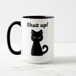 Håll käften! Insult Black Cat Office-kaffe Mugg