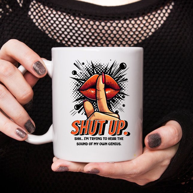 Håll käften. Jag försöker höra min egen Genius.. Mugg (SHUT UP EMPLOYEE MUG)