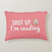 Håll käften Jag läser korallaccentkudde
