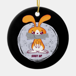 Håll Käften Kanin Rolig Sarcastic Serietecknad Des Julgransprydnad Keramik