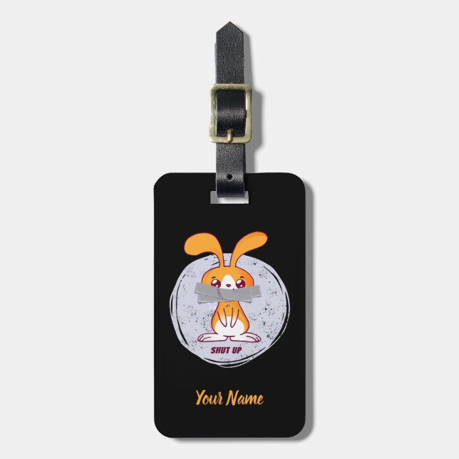 Håll Käften Kanin Rolig Sarcastic Serieteckning Bagagebricka (Vertikal Framsida)