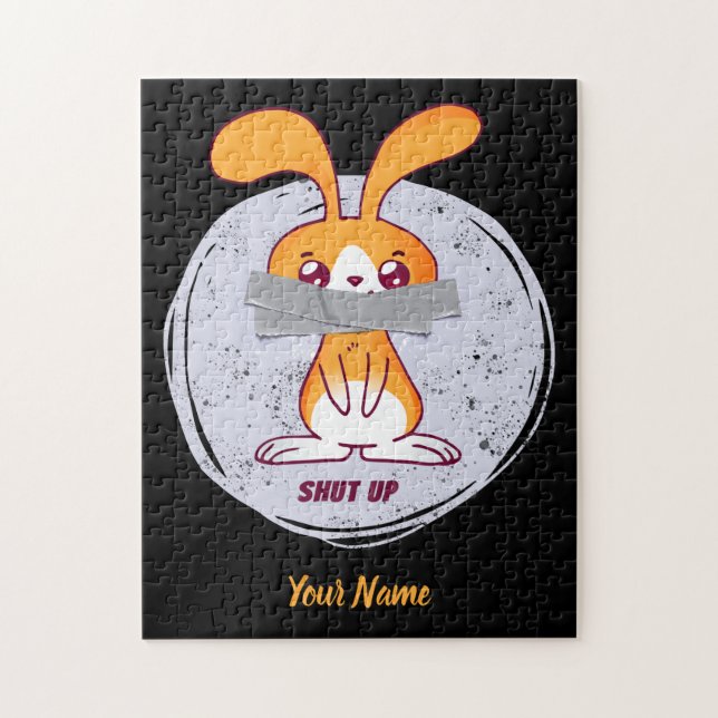 Håll Käften Kanin Rolig Sarcastic Serieteckning De Pussel (Vertikal)