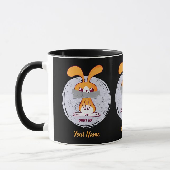Håll Käften Kanin Rolig Sarksatisk Tecknad Design Mugg (Vänster)