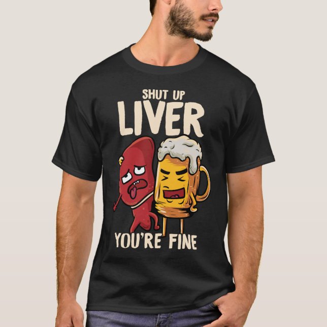 Håll käften lever Bran dricker Pun Funny Beer T Shirt (Framsida)