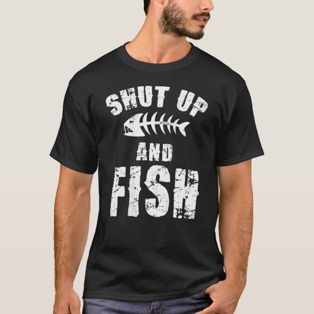 Håll käften och fiska (på baksidan) t shirt (Framsida)