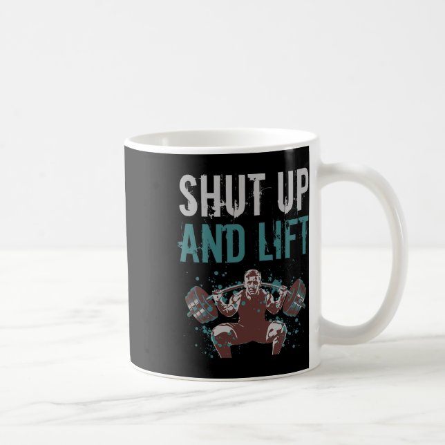 Håll käften och Hiss Motivational Gym Quote Fitnes Kaffemugg (Höger)