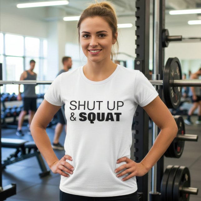 Håll käften och squat workout motivation tee shirt (Skapare uppladdad)
