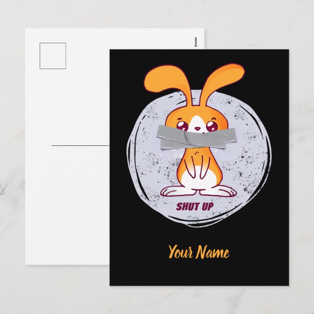 Håll käften om kanin, sarkastisk Tecknad design Helg Vykort (Fram/baksida)