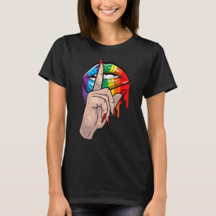 Håll käften om regnbåge Läppar Hand Gay pride Lgbt T Shirt