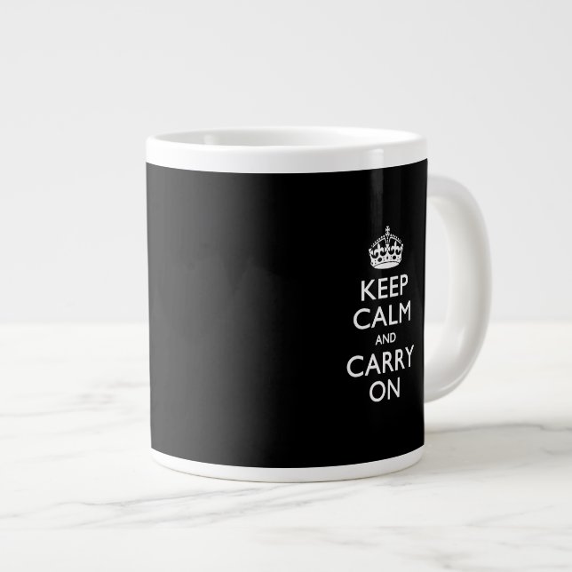 HÅLL KALM OCH KARRY PÅ Solid Black Jumbo Mugg (Framsida höger)