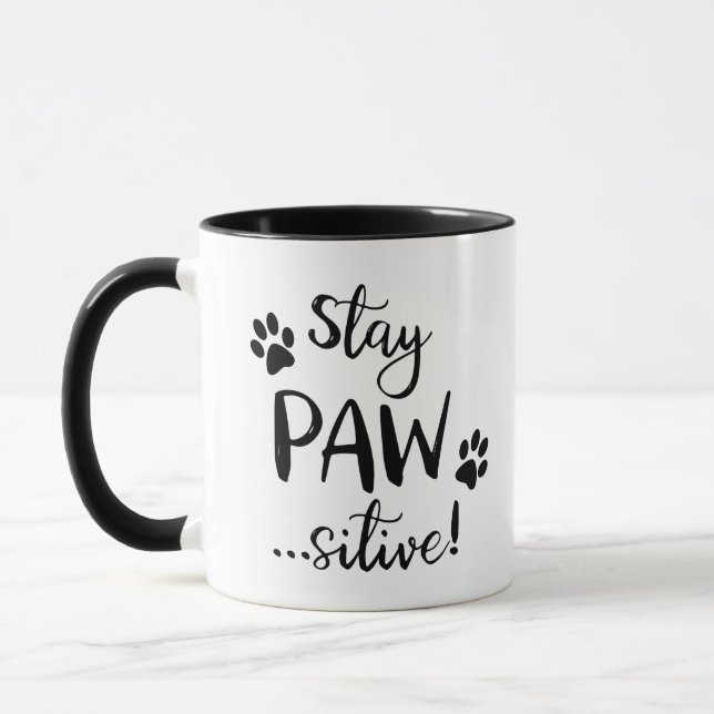 Håll Katten Positiv Kattälskare Mugg (Vänster)