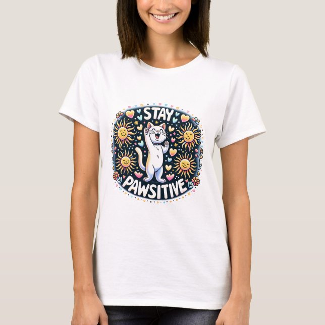 Håll Katten Positiv T Shirt (Framsida)