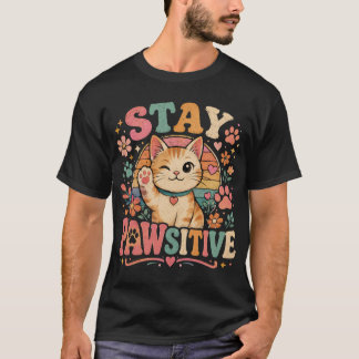 Håll klorna positiva Retro katt Positiva vibration T Shirt