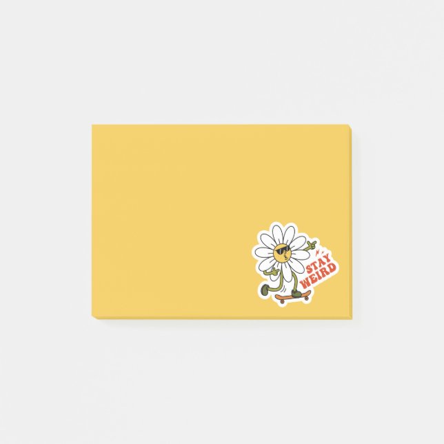 Håll Konstig Skateboard Daisy Post-it Block (Framsida)