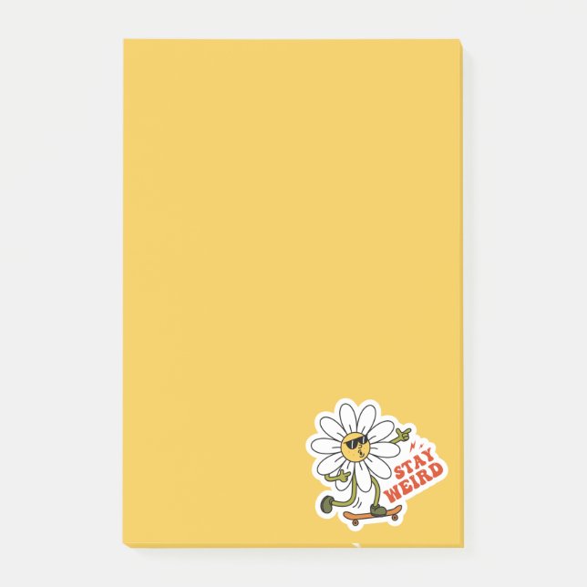 Håll Konstig Skateboard Daisy Post-it Block (Framsida)