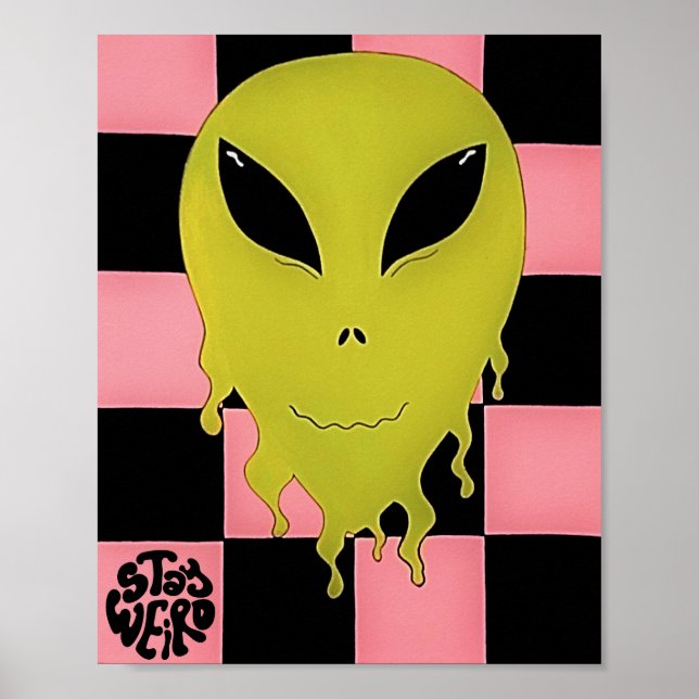 Håll Konstigen borta Trippy Alien Wall Art Poster (Framsidan)