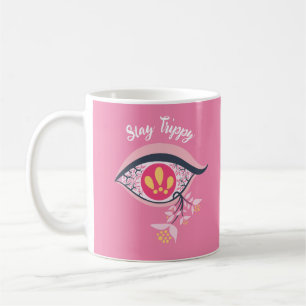 Håll kvar Trippy Öga Rosa Blommigt Psychedelic Kaffemugg