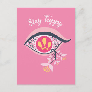 Håll kvar Trippy Öga Rosa Blommigt Psychedelic Vykort