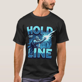 Håll Linjen Futuristisk Hjälte Spelande Motivation T Shirt