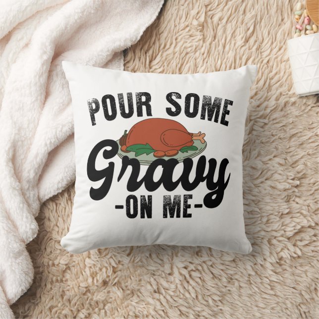 Häll lite gravy över mig höst groovy tackgivning kudde (Filt)