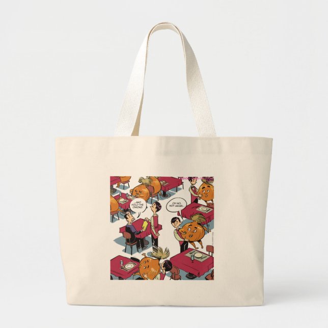 Håll lökarna, var snäll och håll lökarna. jumbo tygkasse (Framsidan)