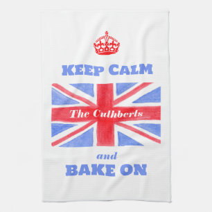Håll lugn, baka på, Union Jack brittisk flagga Kökshandduk