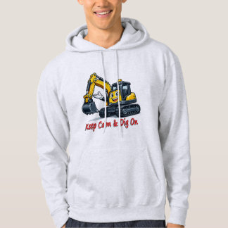 Håll lugn Gräv på Söt Grävmaskin Herrar Hoodie
