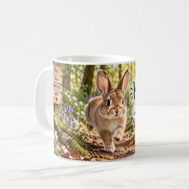 Håll lugn & Hoppa på kaninmugg Kaffemugg (Framsida vänster)