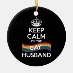 Håll lugn jag är den homosexuella maken hustru pap julgransprydnad keramik