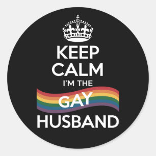 Håll lugn jag är den homosexuella maken hustru pap runt klistermärke
