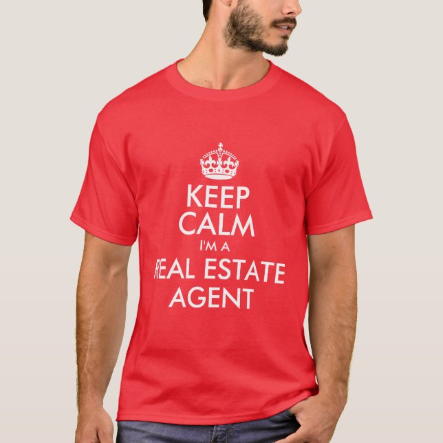 Håll lugn jag är en fastighetsmäklare tee (Framsida)