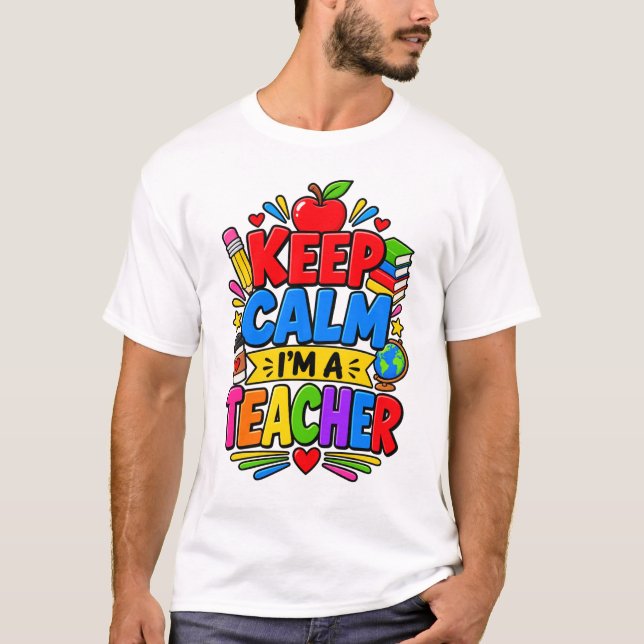 Håll lugn jag är lärare t shirt (Framsida)