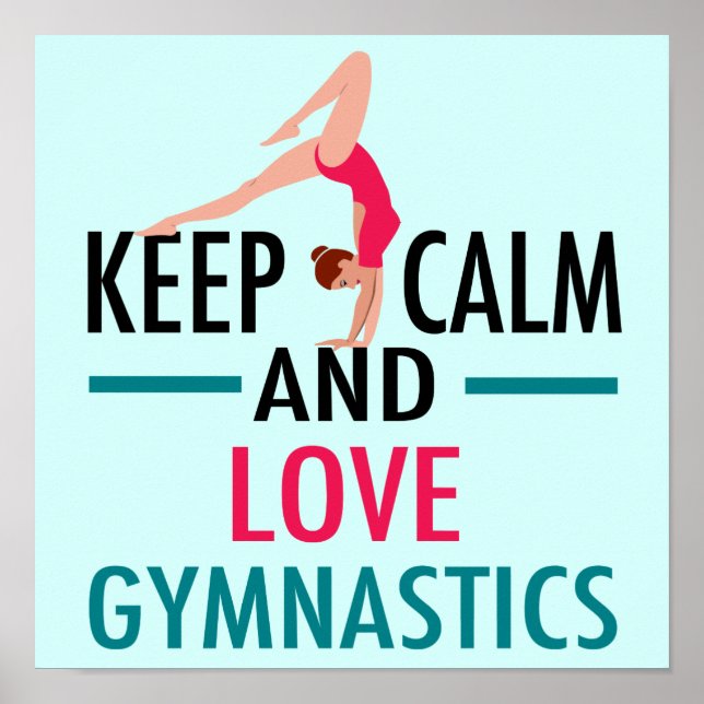 Håll lugn kärlek gymnastik vacker gymnast poster (Framsidan)