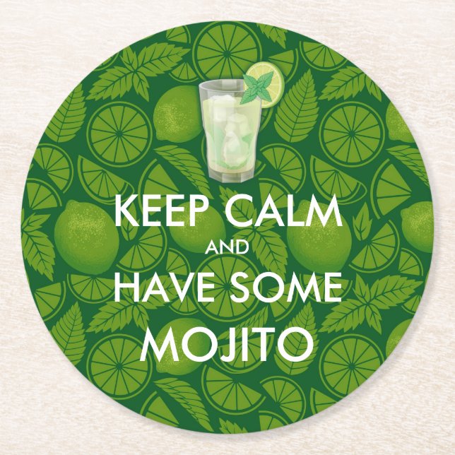 Håll lugn - Mojito Underlägg Papper Rund (Framsidan)