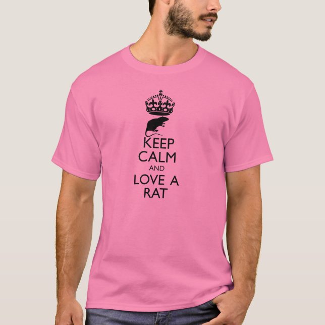 Håll lugn och älska en råtta t-shirt (Framsida)