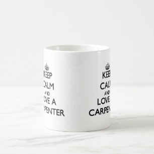 Håll lugn och älska en snickare kaffemugg