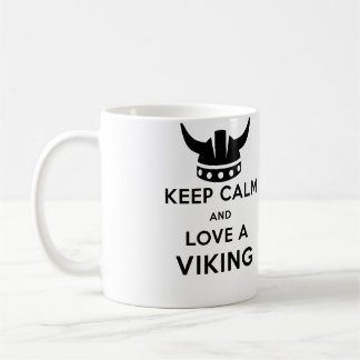 Håll lugn och älska en vänsterhänt Viking mugg -