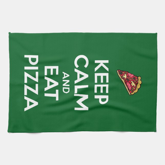 Håll lugn och ät pizza 2 kökshandduk (Horisontell)