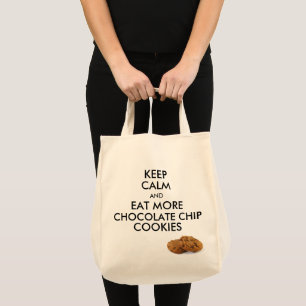 Håll lugn och äta mer choklad kaka tygkasse