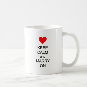 Håll lugn och att gifta sig på röd hjärta kaffemugg