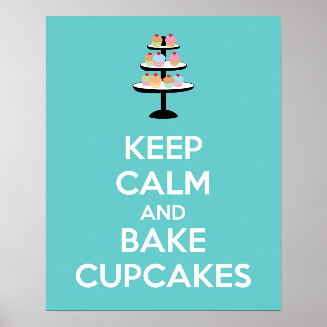 Håll lugn och baka cupcakes Affisch Print (Framsidan)