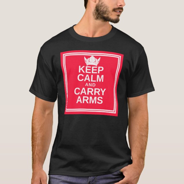 Håll lugn och bär ärmardanska som Viking utrustar Tee Shirt (Framsida)