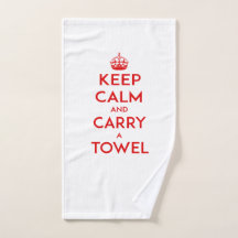 Håll lugn och bär handduken för a [räcka], röd