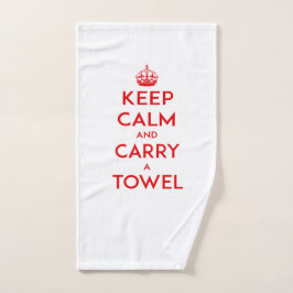 Håll lugn och bär handduken för a [räcka], röd
