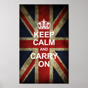 Håll lugn och bär på - den brittiska flagga fö poster