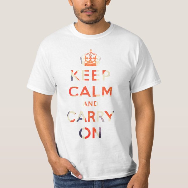 håll lugn och bär på facklig jackflagga tee shirt (Framsida)