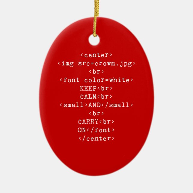 Håll lugn och bär på html (i någon färg) julgransprydnad keramik (Framsidan)