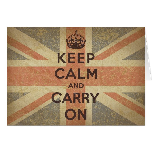 Håll lugn och bär på med UK-flagga Hälsningskort (Framsidan Horizontal)
