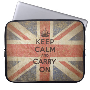Håll lugn och bär på med UK-flagga Laptop Fodral