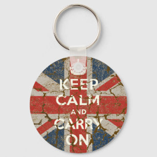 Håll lugn och bär på med UK-flagga Nyckelring